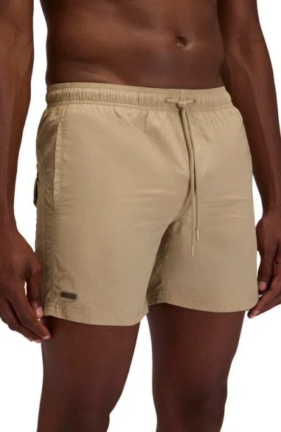 Sundek Solid Swim Trunks In Brown