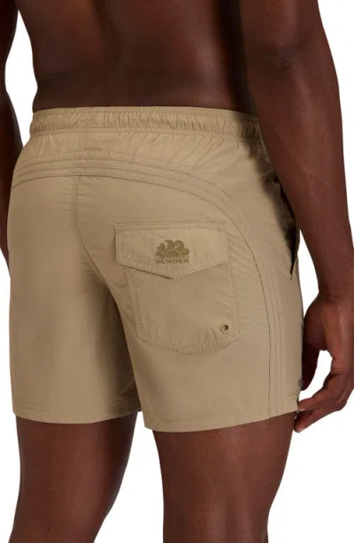 Sundek Solid Swim Trunks In Brown