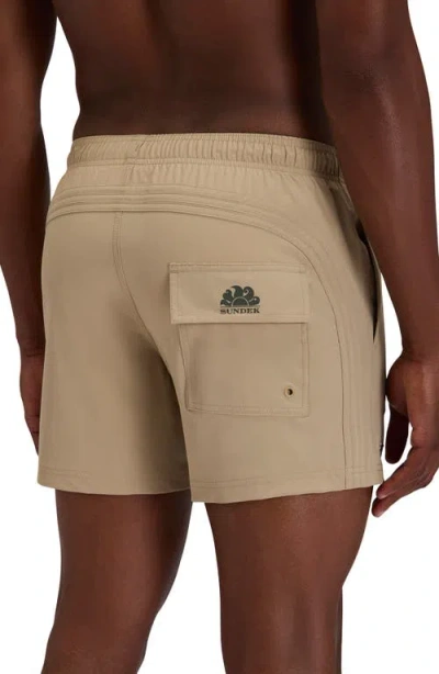 Sundek Solid Swim Trunks In Brown