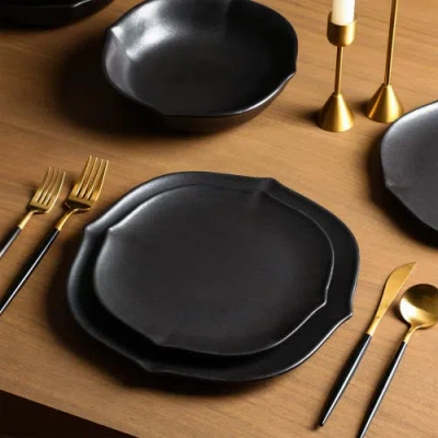 Stone Lain Baskerville Stoneware 12-piece Dinnerware Set In Black