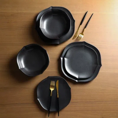 Stone Lain Baskerville Stoneware 12-piece Dinnerware Set In Black