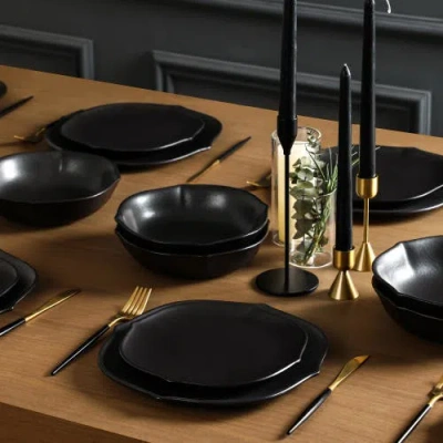 Stone Lain Baskerville Stoneware 12-piece Dinnerware Set In Black