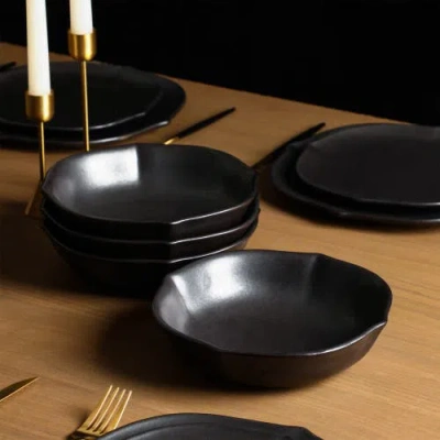 Stone Lain Baskerville Stoneware 12-piece Dinnerware Set In Black