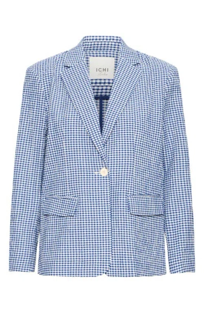 Ichi Check Print Blazer In Blue