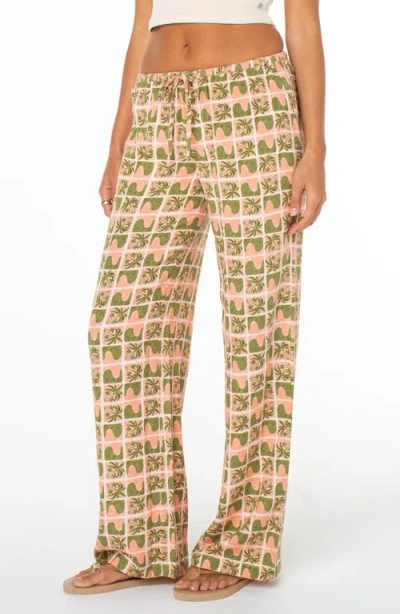 Roxy Iyla Printed Wide Leg Drawstring Pants In Multi