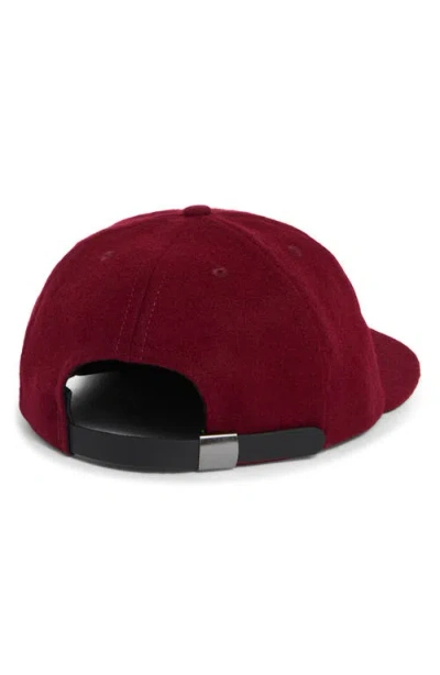 Brain Dead Embroidered Logohead Wool Blend Flannel Adjustable Baseball Cap In Red