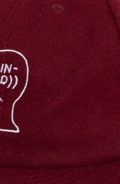Brain Dead Embroidered Logohead Wool Blend Flannel Adjustable Baseball Cap In Red