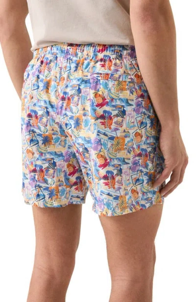Eton Postcard Print Swim Trunks In Multi