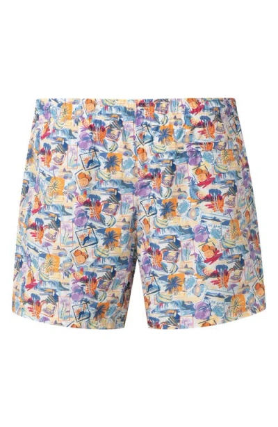 Eton Postcard Print Swim Trunks In Multi