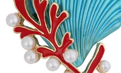 Panacea Shell Brooch In Blue