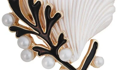 Panacea Shell Brooch In White