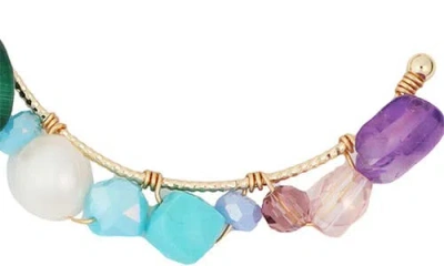 Panacea Stone Lined Hoop Earrings In Multi