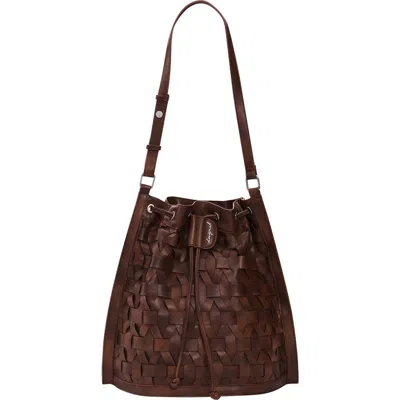 Desigual Medium Braided Drawstring Backpack In Brown