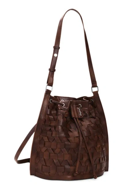 Desigual Medium Braided Drawstring Backpack In Brown