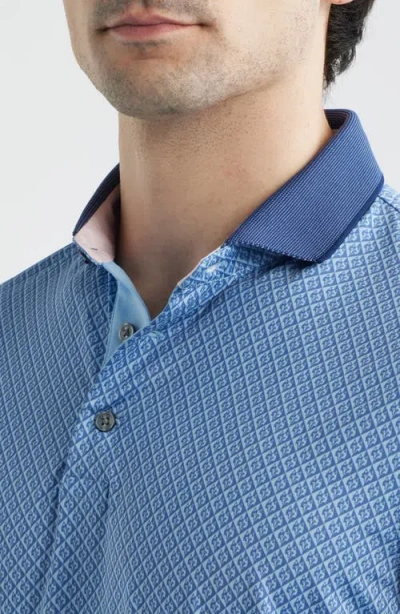 Greyson Shadow Wolf Performance Golf Polo In Blue
