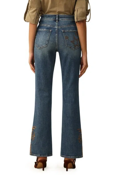 Bayeas Embroidered Bootcut Jeans In Blue