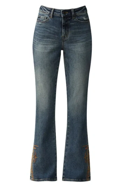Bayeas Embroidered Bootcut Jeans In Blue