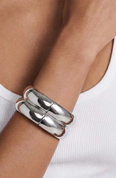 Ettika Set Of 2 Stackable Hinged Bangle Bracelets In Metallic