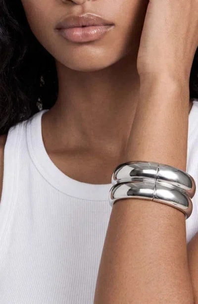 Ettika Set Of 2 Stackable Hinged Bangle Bracelets In Metallic