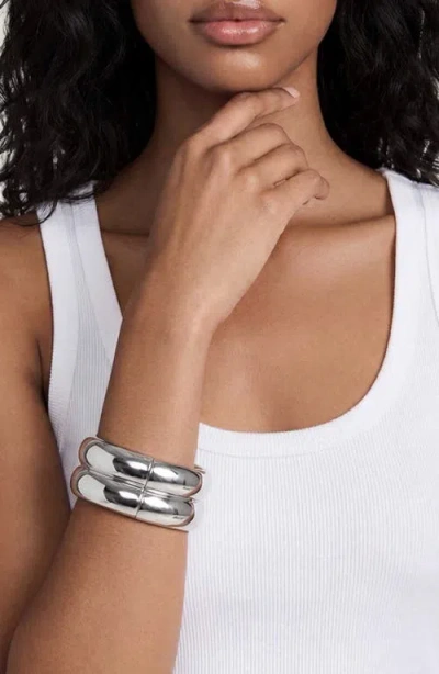 Ettika Set Of 2 Stackable Hinged Bangle Bracelets In Metallic