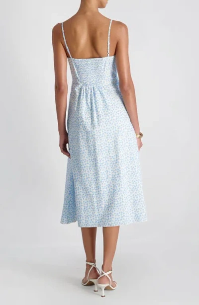 French Connection Rhodes Poplin Floral Print Midi Dress In Blue