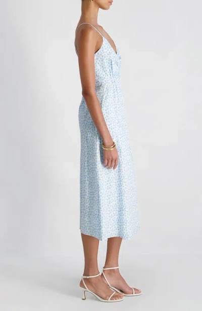 French Connection Rhodes Poplin Floral Print Midi Dress In Blue