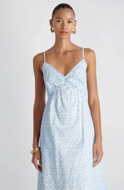 French Connection Rhodes Poplin Floral Print Midi Dress In Blue