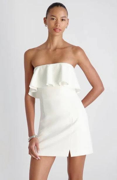 French Connection Whisper Strapless Frill Mini Dress In White