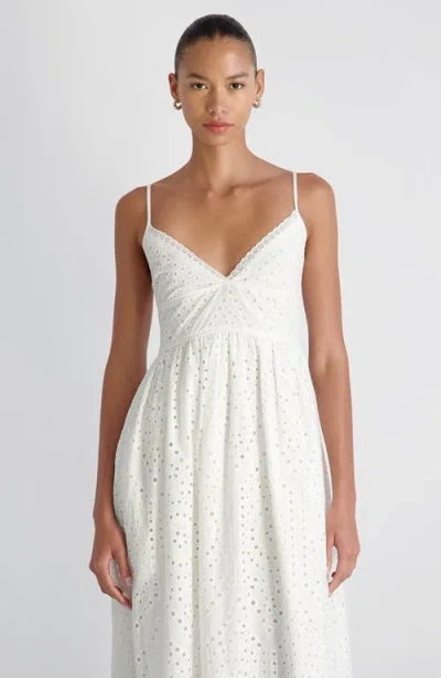 French Connection Trini Eyelet Sleeveless Flared Maxi Dress In White