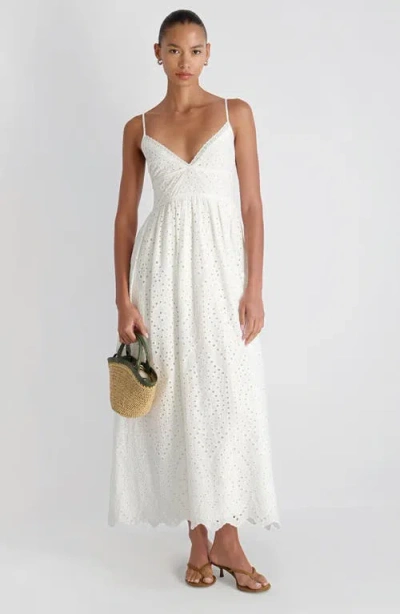 French Connection Trini Eyelet Sleeveless Flared Maxi Dress In White