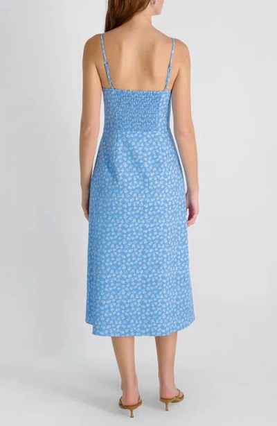 French Connection Stacey Floral Print Sleeveless Midi Dress In Blue