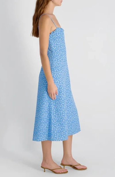 French Connection Stacey Floral Print Sleeveless Midi Dress In Blue