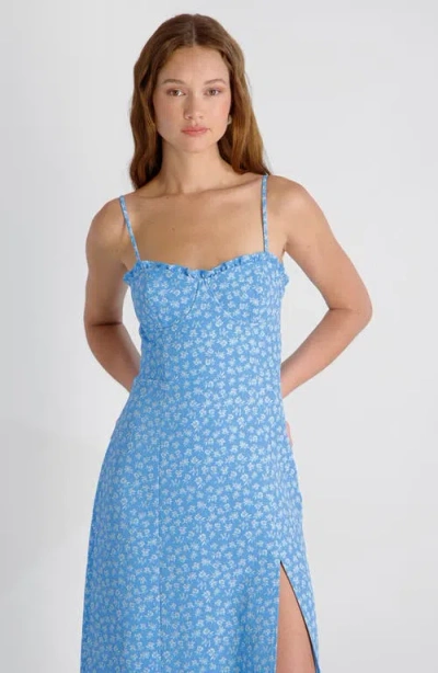 French Connection Stacey Floral Print Sleeveless Midi Dress In Blue