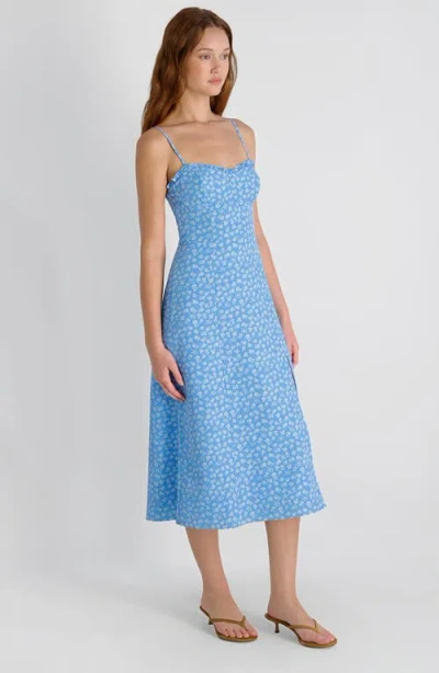 French Connection Stacey Floral Print Sleeveless Midi Dress In Blue