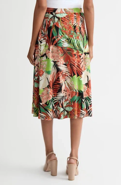 Kasper Tropical Print Pull-on Midi Skirt In Multi