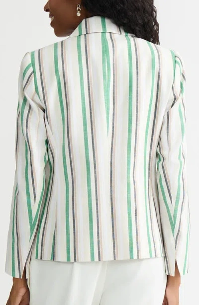 Kasper Stripe One-button Blazer In White