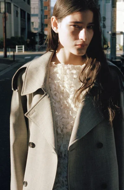 Mango Double Breasted Wool Trench Coat In Brown