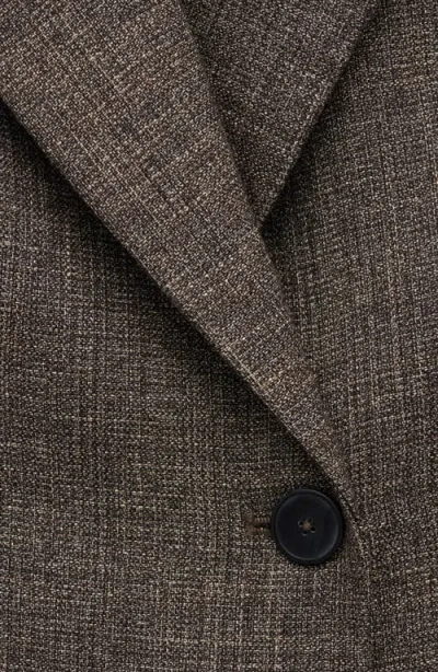 Mango Herringbone Double Breasted Blazer In Brown
