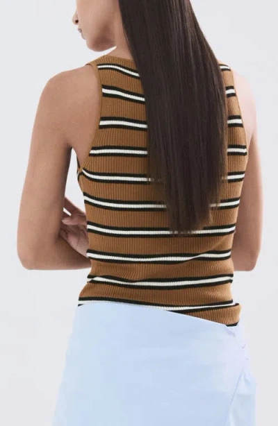 Mango Stripe Knit Tank In Brown