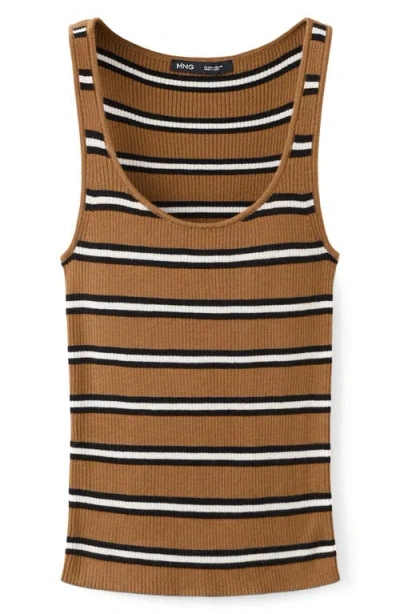 Mango Stripe Knit Tank In Brown