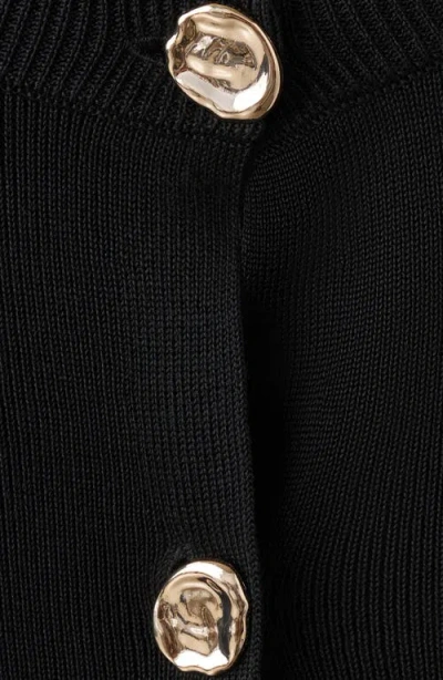 Mango Front Button Cardigan In Black