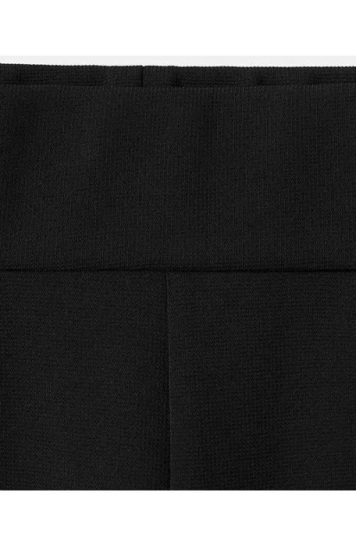 Mango Side Piped Knit Wide Leg Pants In Black