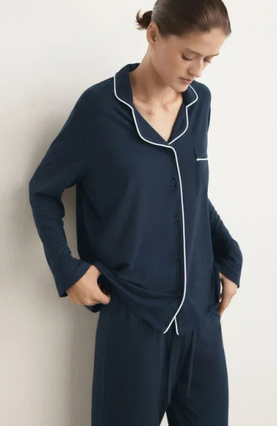 Mango Piped Pajamas In Blue