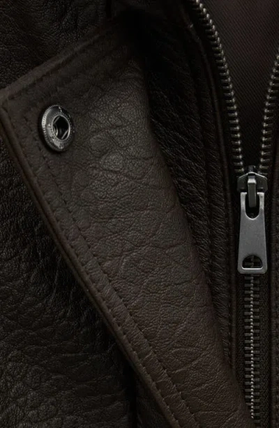 Mango Oversize Leather Jacket In Brown