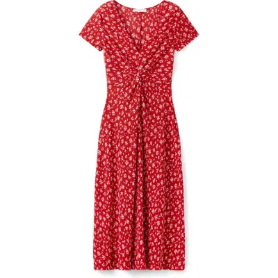 Mango Printed Midi-dress In Red