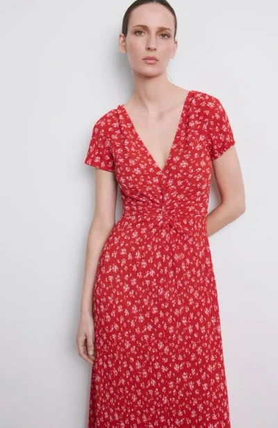 Mango Printed Midi-dress In Red