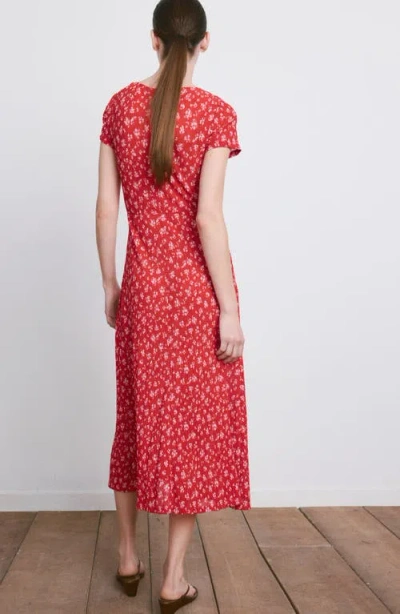 Mango Printed Midi-dress In Red