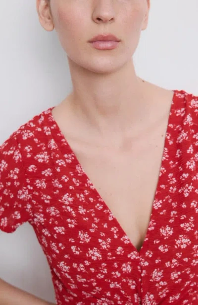 Mango Printed Midi-dress In Red