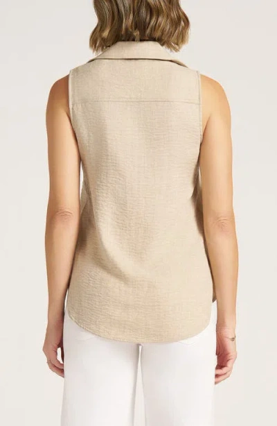 Matty M . Euclid Sleeveless Button-up Shirt In Multi