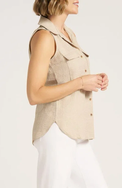 Matty M . Euclid Sleeveless Button-up Shirt In Multi